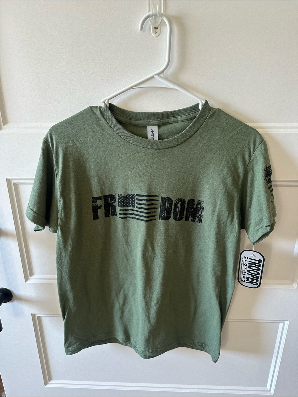 Gildan Olive Green Graphic Tee with Black Print